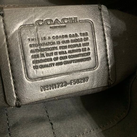 COACH Black Signature Coated Canvas PVC Logo File Messenger XBody Bag F58297 - Picture 11 of 15